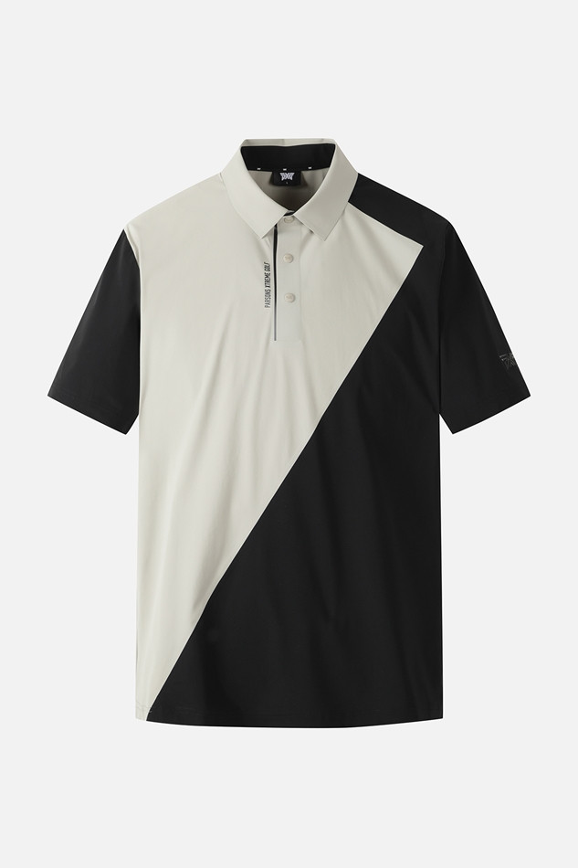 MEN COLOR BLOCKED COLLAR SHORT SLEEVE