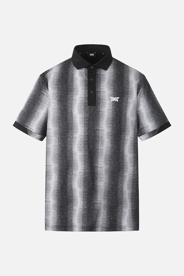 MEN STRIPE PATTERN COLLAR SHORT SLEEVE