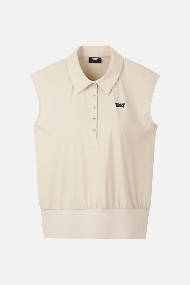 WOMEN COOL WOVEN MIX COLLARED SHORT SLEEVE