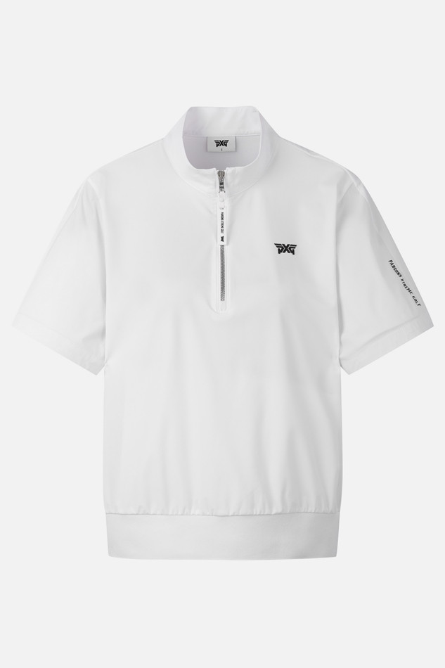 WOMEN PERFORATED ZIP-UP SHORT SLEEVE