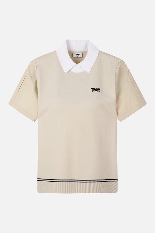 WOMEN SHORT SLEEVE HYBRID SWEATER