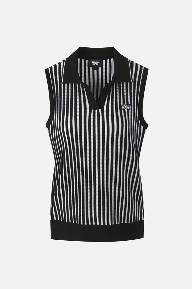 WOMEN COLLARED KNIT SLEEVELESS