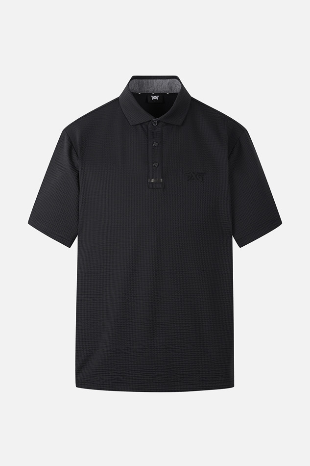 NEW TEXTURED COLLAR SHORT SLEEVE