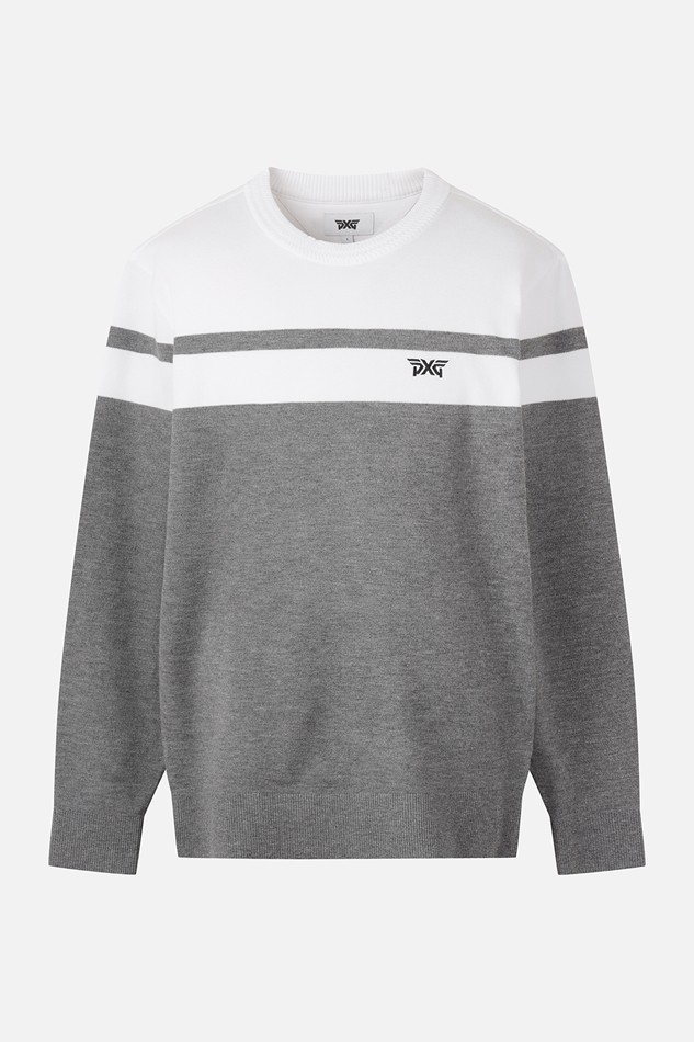 MEN COLOR BLOCKED ROUND NECK SWEATER