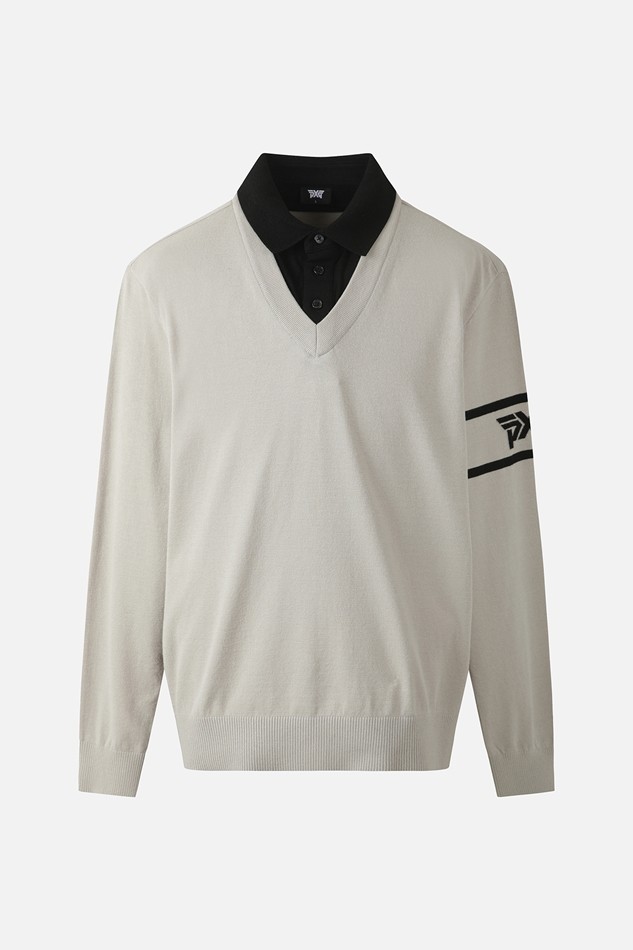 MEN COLLAR LAYERED SWEATER