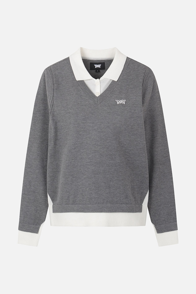 WOMEN FAKE LAYERED SWEATER