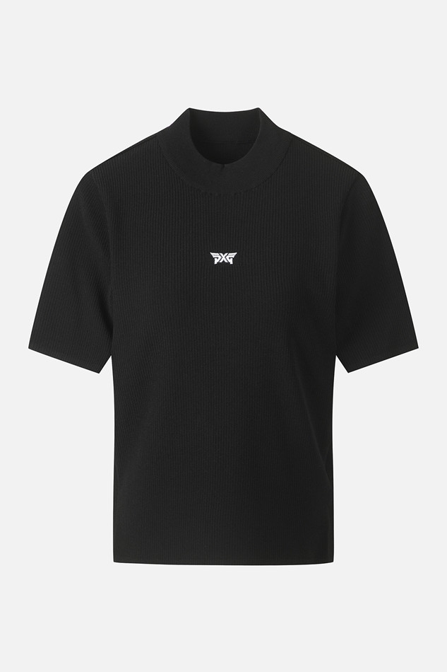 WOMEN SHORT SLEEVE MOCK NECK SWEATER