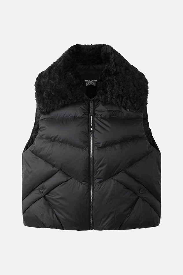 WOMEN BIG COLLAR DOWN VEST PKWCW641321 BLACK 상품 이미지 1