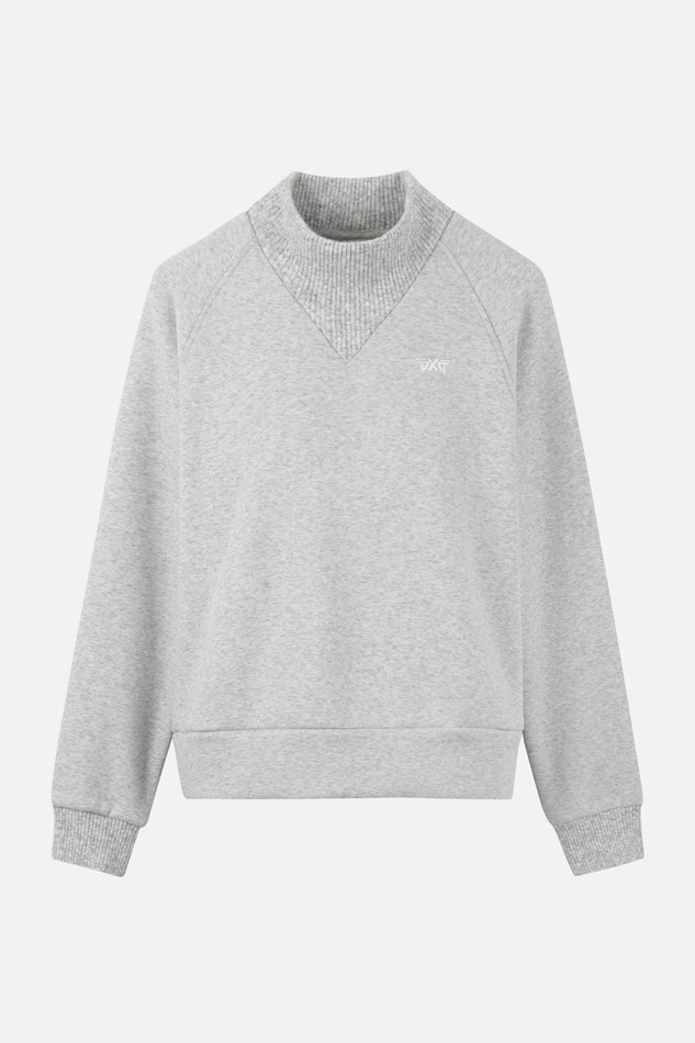 WOMEN KNIT MIX HIGH NECK LONG SLEEVE PKWPW111212 M/GREY 상품 이미지 1