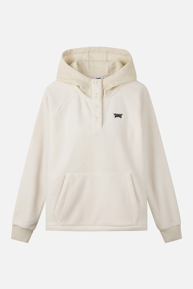 WOMEN KNIT MIX HOOD LONG SLEEVE PKWPW151301 WHITE 상품 이미지 1