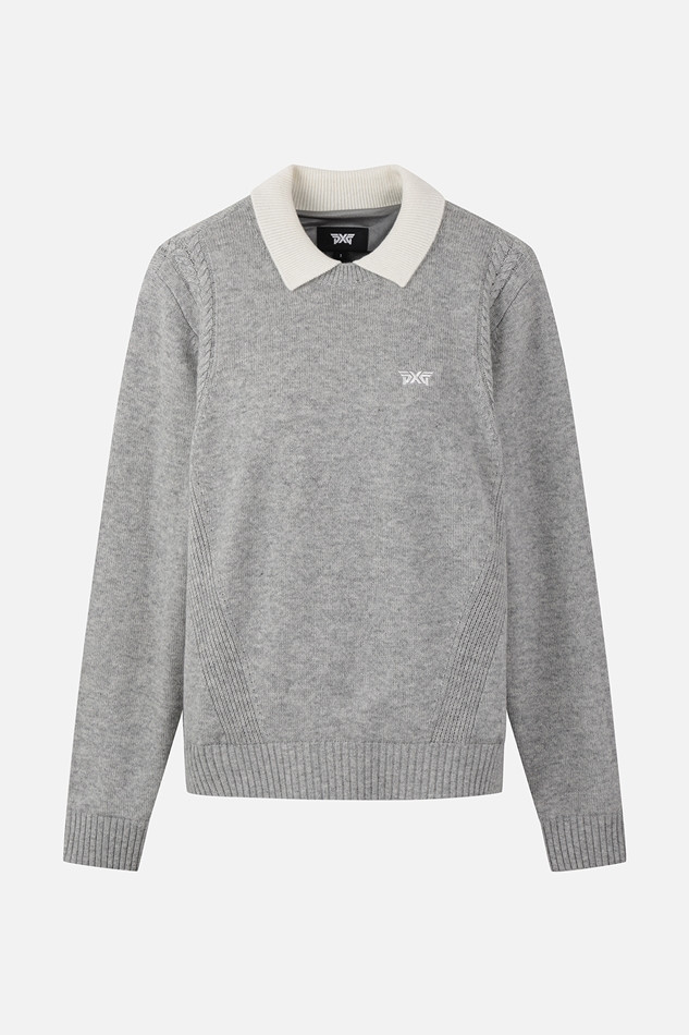 WOMEN CASHMERE WIND BLOCK SWEATER PKWPW411312 M/GREY 상품 이미지 1