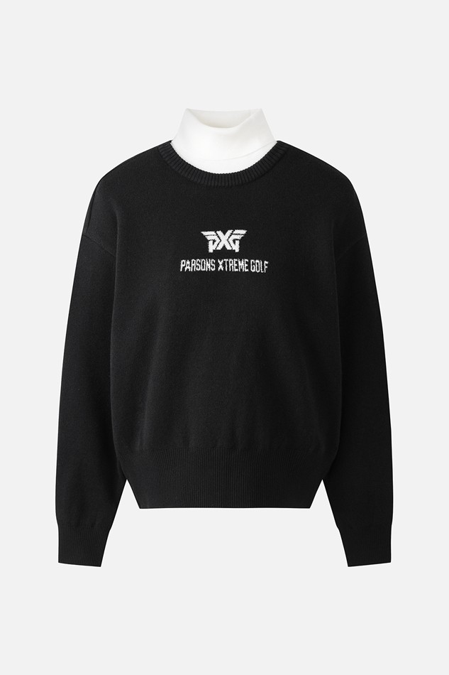 WOMEN WIND BLOCK HIGH-NECK SWEATER PKWPW411521 BLACK 상품 이미지 1