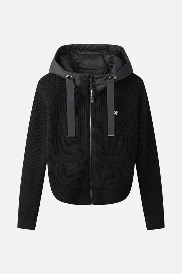 WOMEN SIDE OPEN WOVEN HYBRID DOWN JACKET PKWPW431921 BLACK 상품 이미지 1