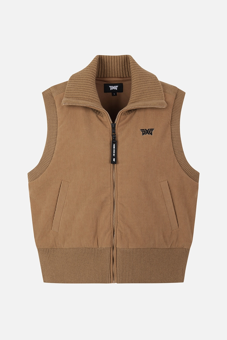 WOMEN WOVEN HYBRID KNIT VEST PKFPW421105 BEIGE 상품 이미지 1