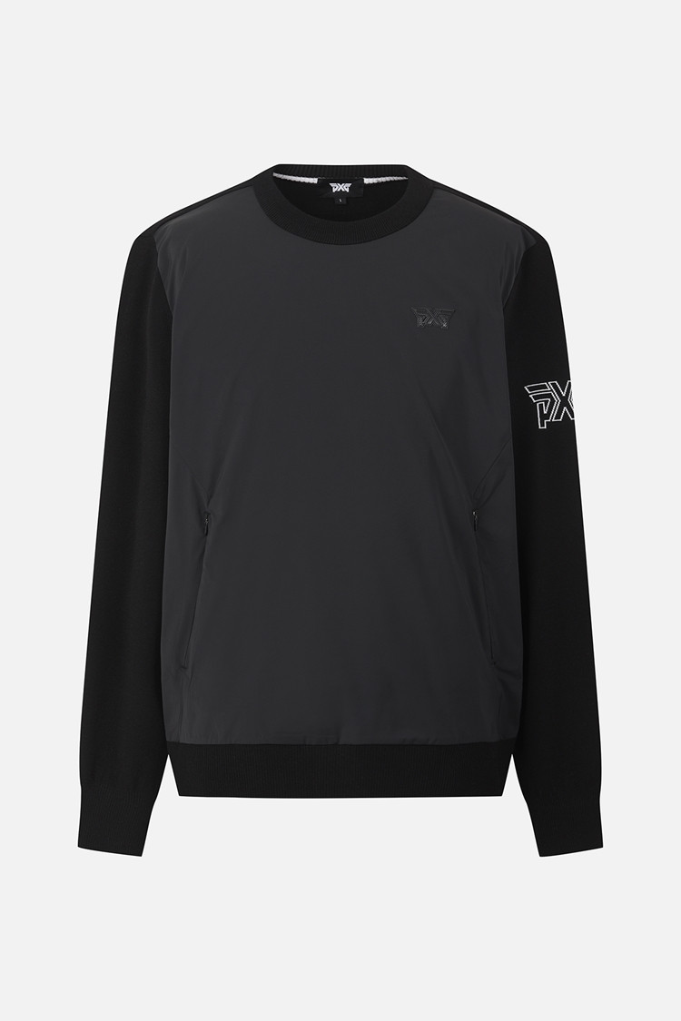 MEN WOVEN HYBRID ROUND NECK SWEATER