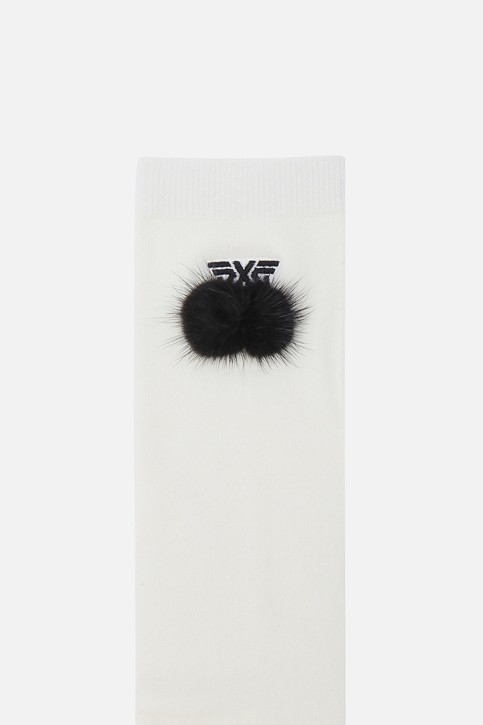WOMENS WINTER POMPOM OVER THE KNEE SOCKS
