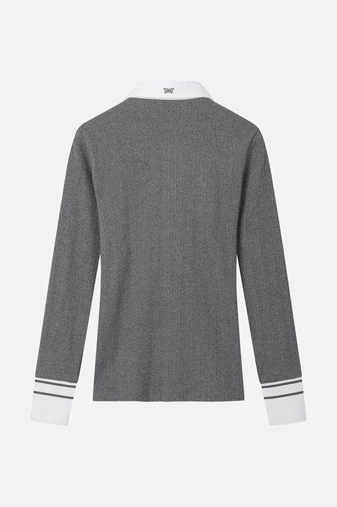 WOMEN TEXTURED COLLAR LONG-SLEEVE