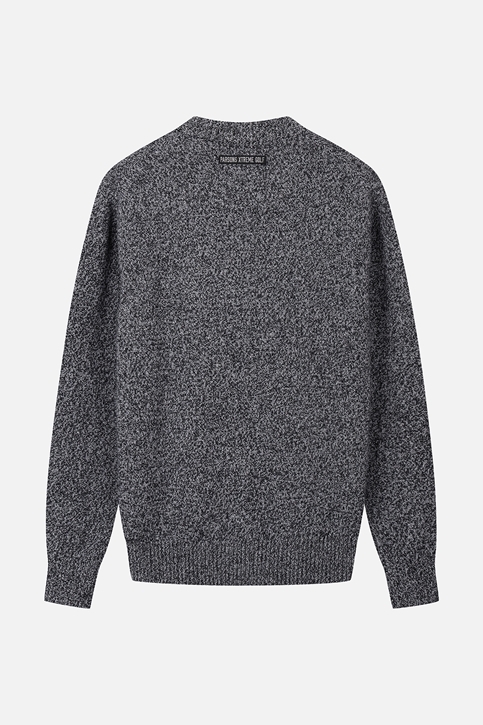 MEN TWO-TONE TEXTURED ROUND NECK SWEATER
