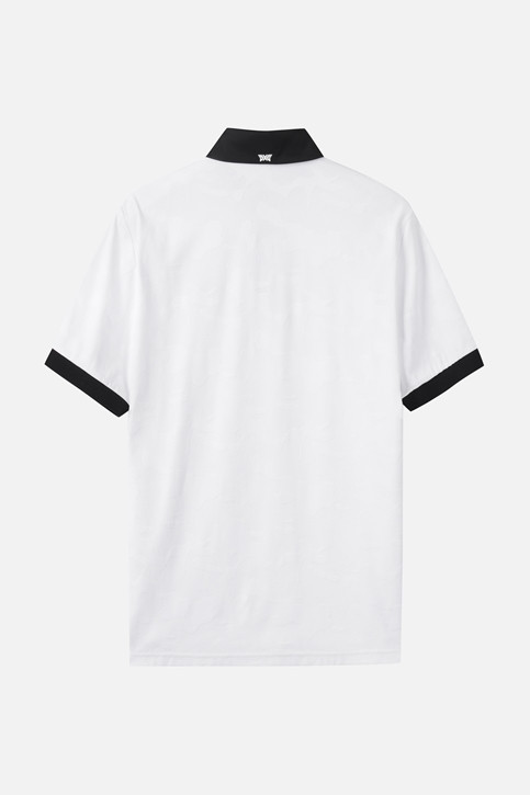 MEN MESH JACQUARD COLLAR SHORT SLEEVE