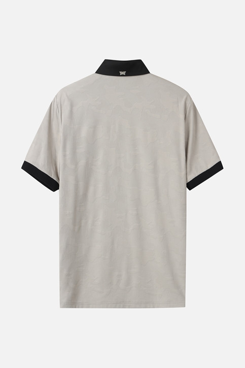 MEN MESH JACQUARD COLLAR SHORT SLEEVE