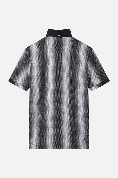 MEN STRIPE PATTERN COLLAR SHORT SLEEVE