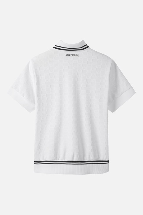 WOMEN JACQUARD COLLARED SHORT SLEEVE