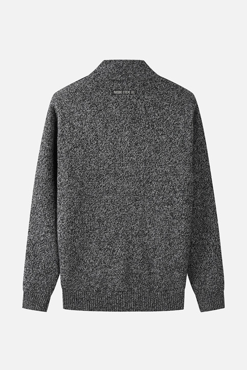 MEN TWO-TONE TEXTURED WINDPROOF HALF-ZIP SWEATER PKWCM411221 BLACK 상품 이미지 2