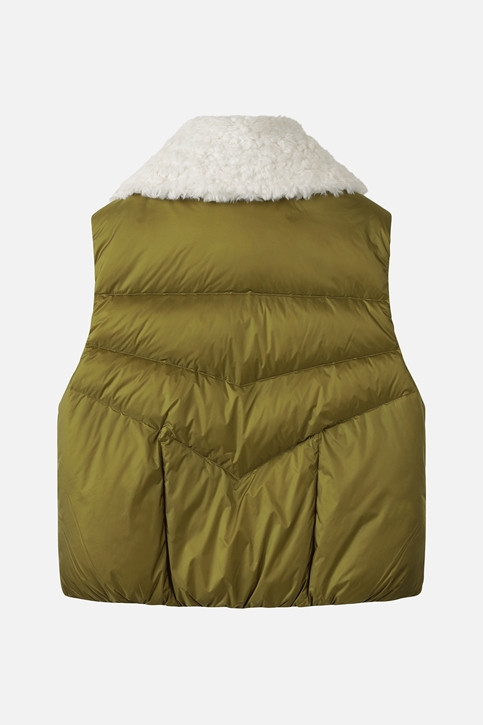 WOMEN BIG COLLAR DOWN VEST PKWCW641308 MOSS GREEN 상품 이미지 2