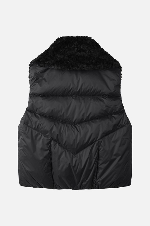 WOMEN BIG COLLAR DOWN VEST PKWCW641321 BLACK 상품 이미지 2