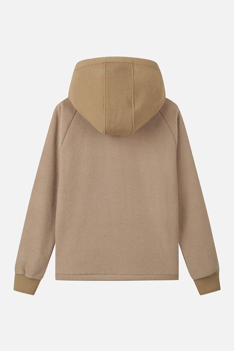 WOMEN KNIT MIX HOOD LONG SLEEVE PKWPW151305 BEIGE 상품 이미지 2