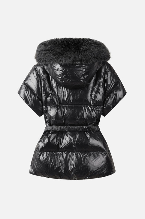 WOMEN FUR TRIM SHORT-SLEEVE DOWN JACKET PKWPW631521 BLACK 상품 이미지 2