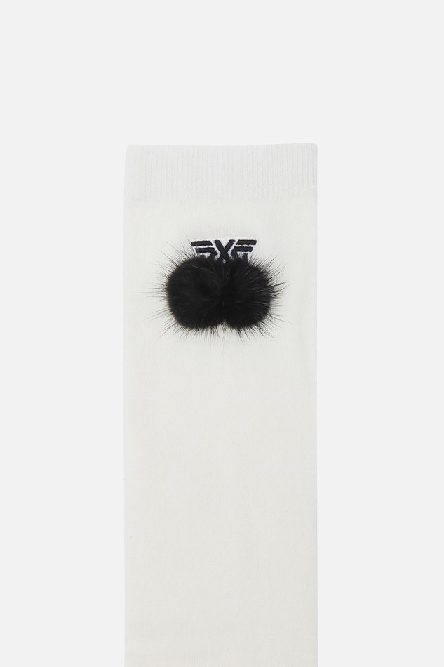 WOMENS WINTER POMPOM OVER THE KNEE SOCKS