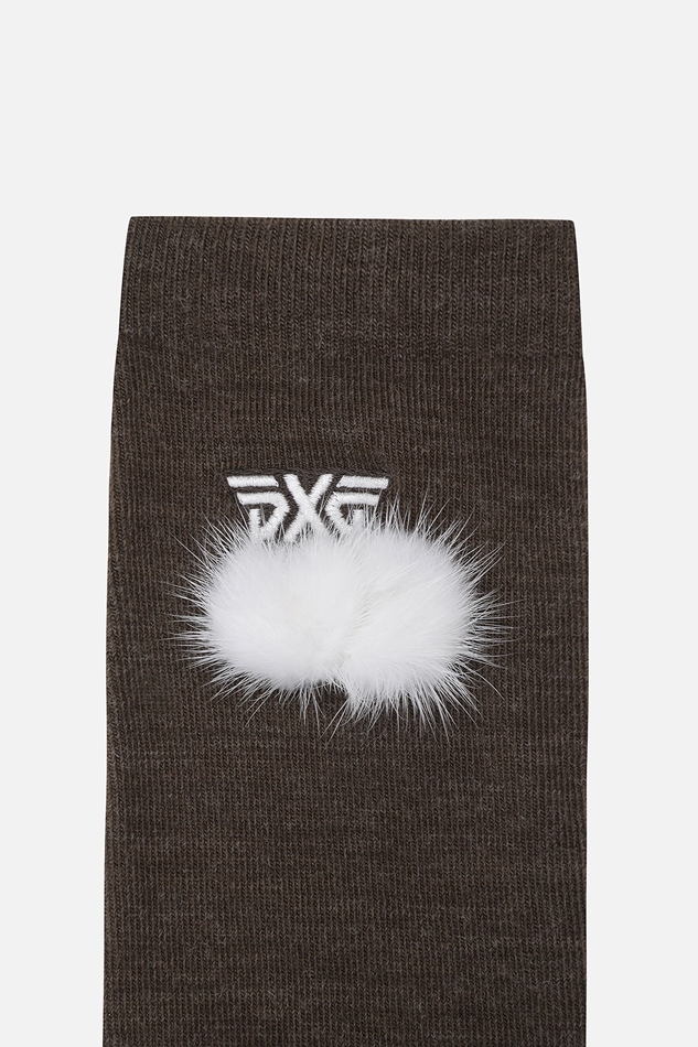 WOMENS WINTER POMPOM OVER THE KNEE SOCKS