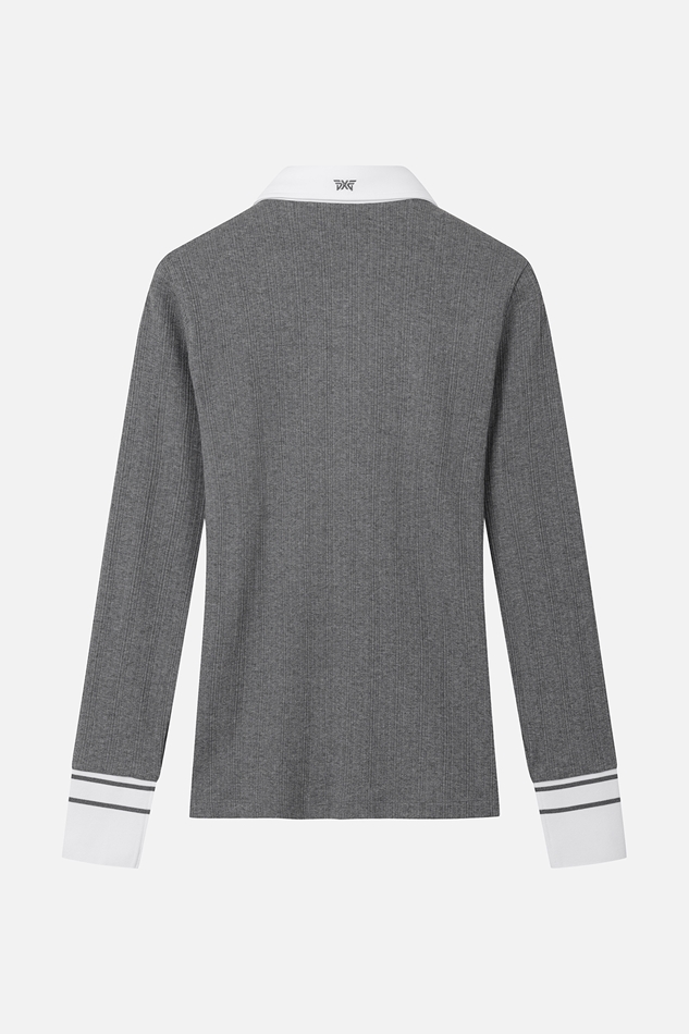 WOMEN TEXTURED COLLAR LONG-SLEEVE