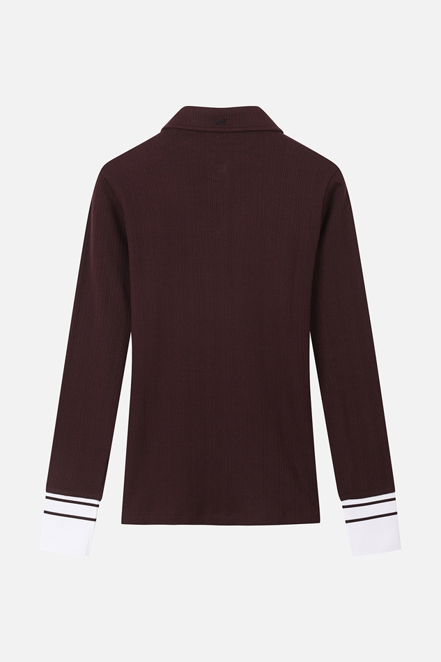 WOMEN TEXTURED COLLAR LONG-SLEEVE