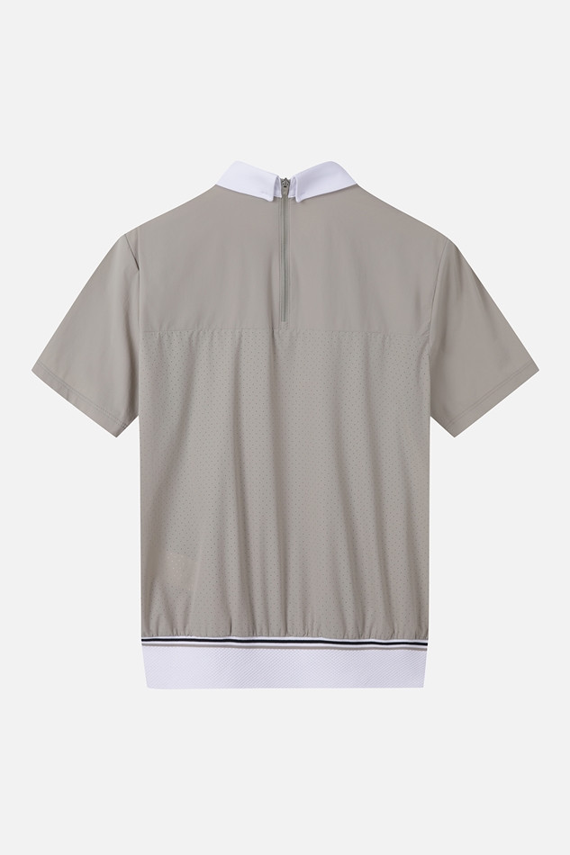 WOMENS SUMMER PERFORATED BACK ZIP SHORT-SLEEVE