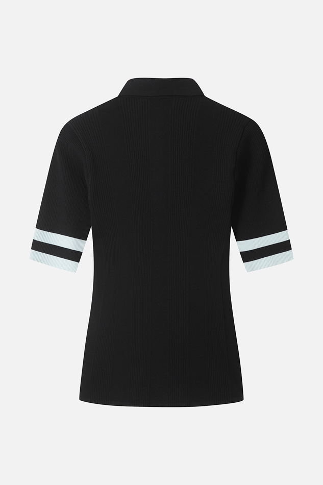 WOMEN SUMMER MIDDLE SLEEVE COLOR BLOCK SWEATER