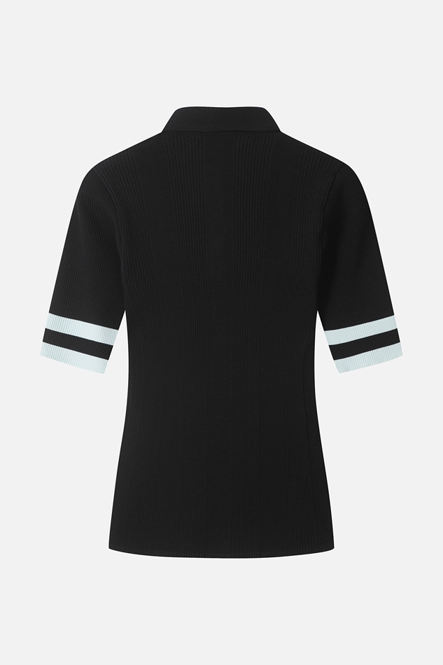 WOMEN SUMMER MIDDLE SLEEVE COLOR BLOCK SWEATER