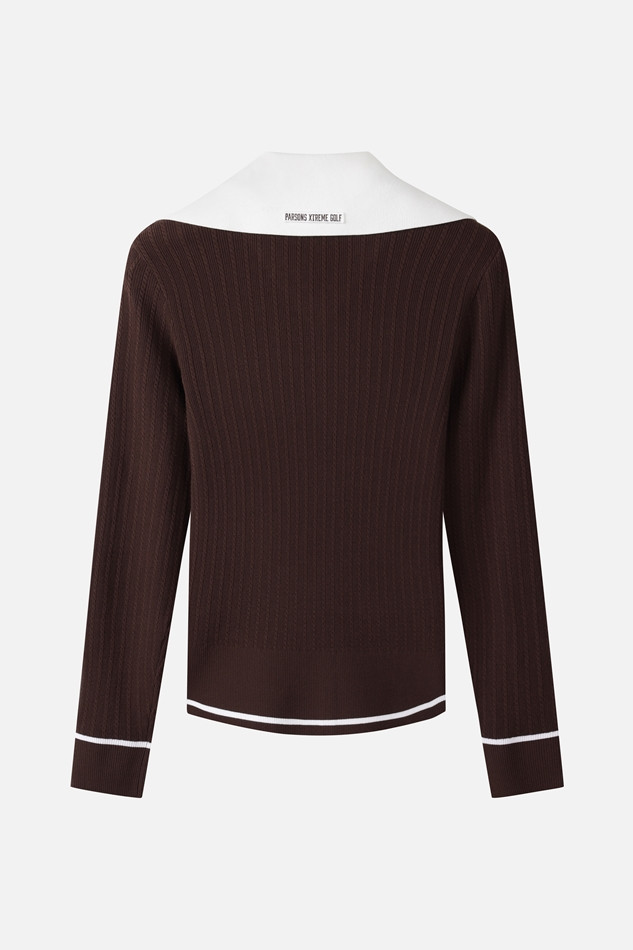 WOMEN OPEN COLLAR SWEATER PKFCW411087 BROWN