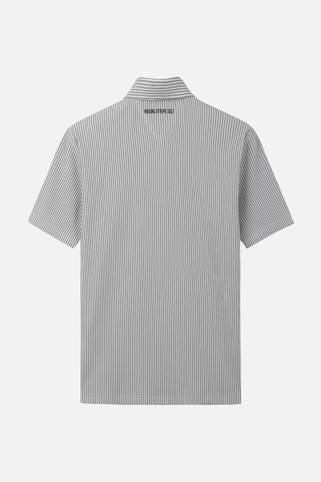 MEN STRIPE PATTERN COLLAR SHORT SLEEVE