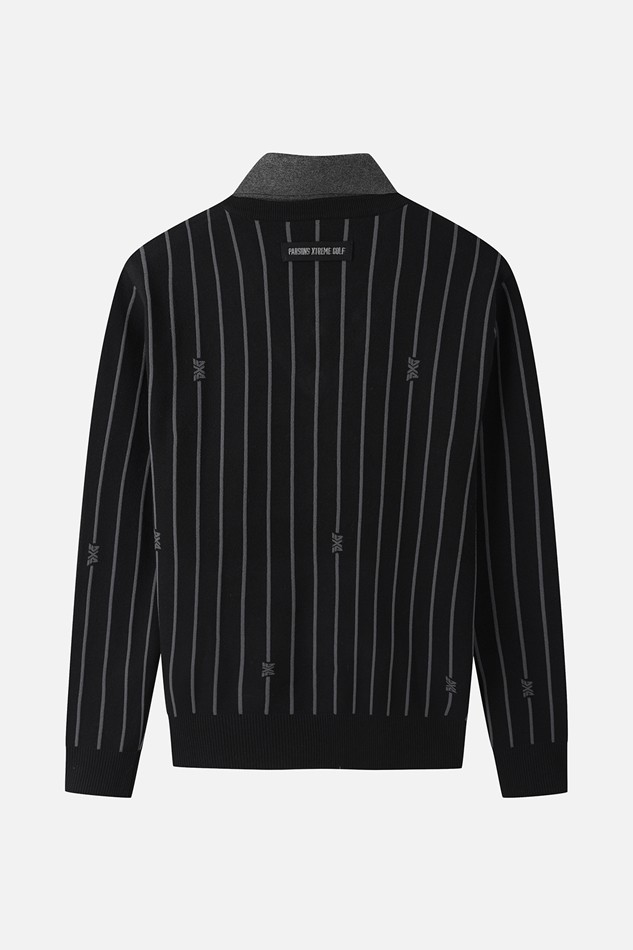 MEN STRIPE PATTERN COLLAR-LAYERED SWEATER