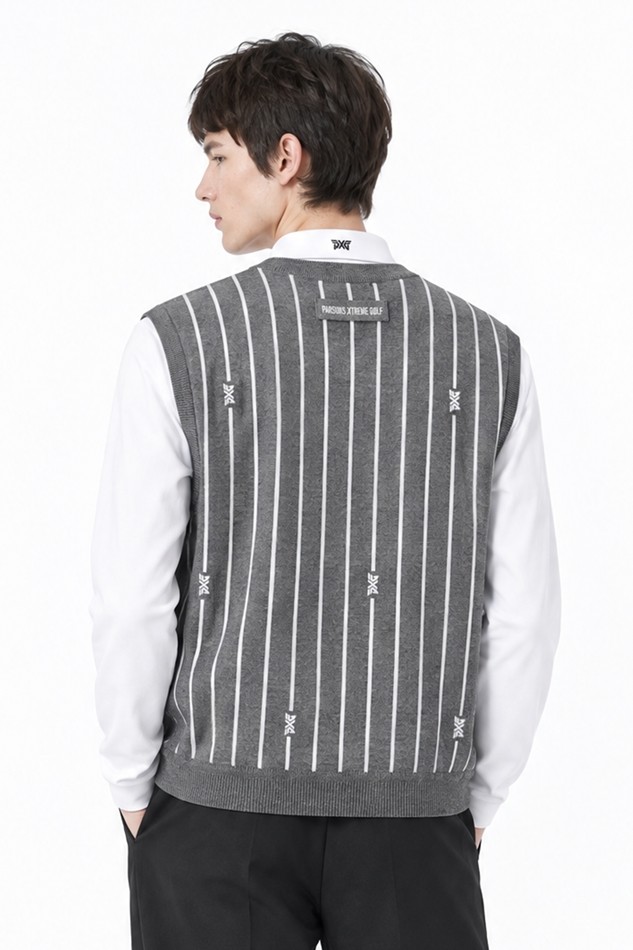 MEN STRIPE PATTERN SWEATER VEST PKFPM420312 M/GREY 상품 이미지 2