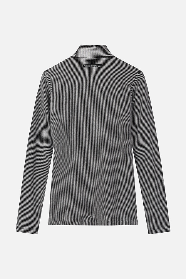 WOMEN STRIPE HIGH NECK LONG SLEEVE PKFPW110821 BLACK 상품 이미지 2