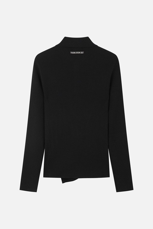WOMEN RIBBED COLLAR SWEATER
