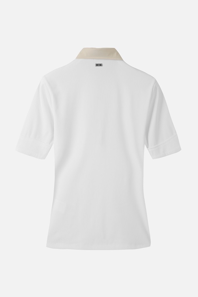 WOMEN COLOR BLOCK MIDDLE SLEEVE POLO SHORT SLEEVE