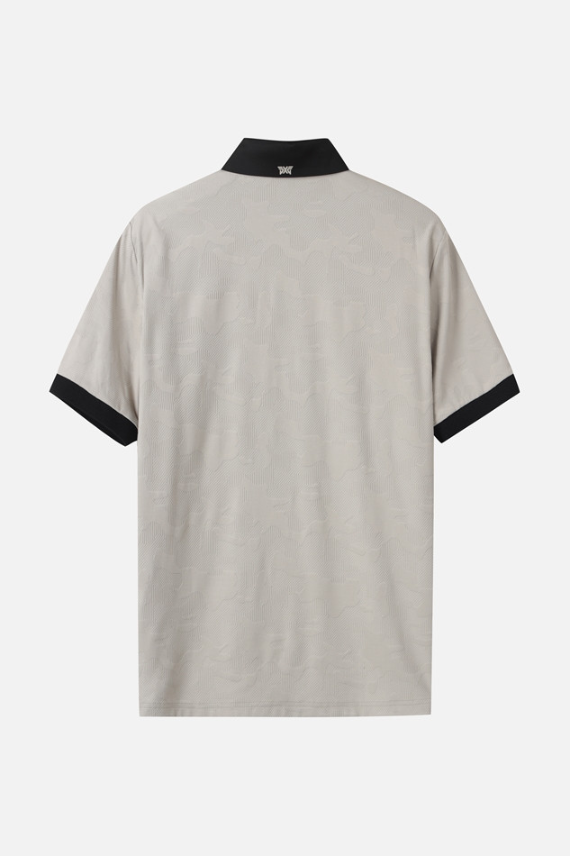 MEN MESH JACQUARD COLLAR SHORT SLEEVE