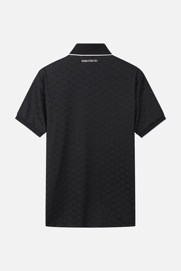MEN JACQUARD PATTERN COLLAR SHORT SLEEVE