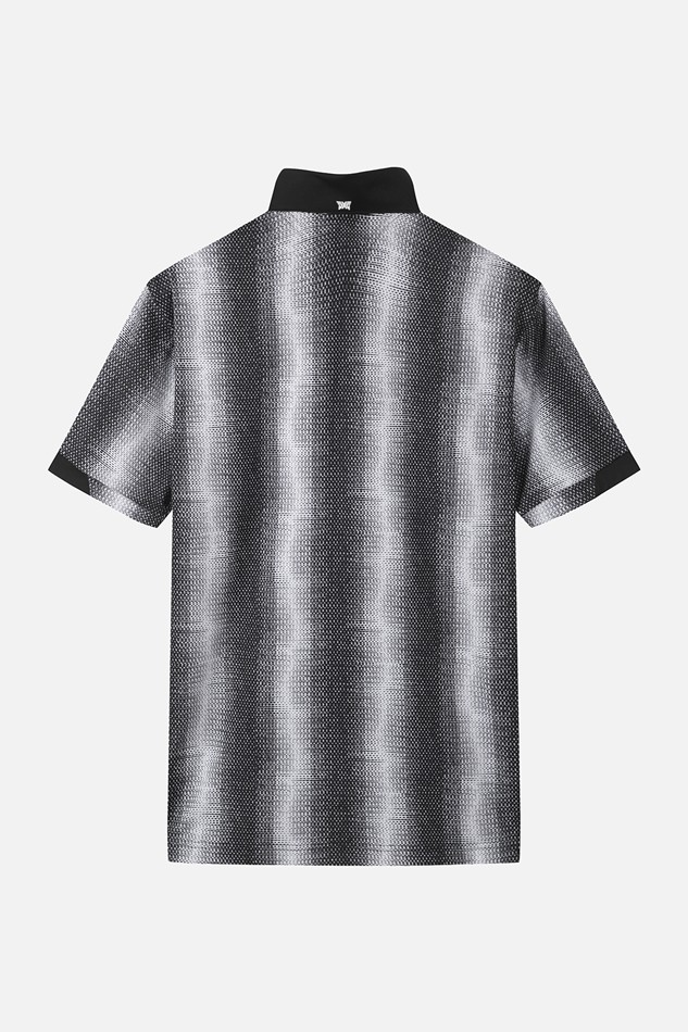 MEN STRIPE PATTERN COLLAR SHORT SLEEVE