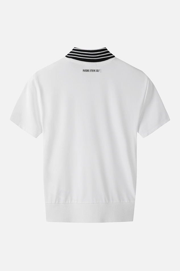 WOMEN KNIT HYBRID COLLARED SHORT SLEEVE