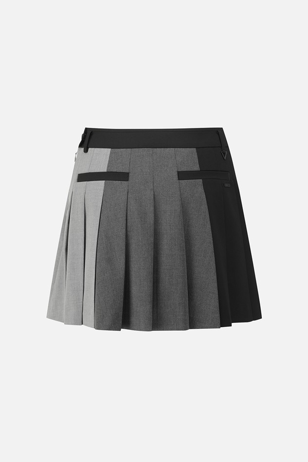 WOMEN TRICOLOR PLEATED SKIRTS